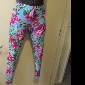 PICKYBOO LEGGINGS...L/XL....FLORAL  POLY SPANDEX